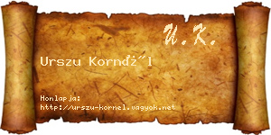 Urszu Kornél névjegykártya